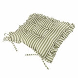 Wylder Millie Ruffle Green Striped Indoor Outdoor Seat Pad 2 Pack, 40 x 40 cm