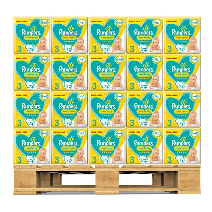 Pampers New Baby Nappies Size 3, Pallet x Jumbo+ 72 Pack Pampers New Baby Nappies Size 3, Pallet x Jumbo+ 72 Pack