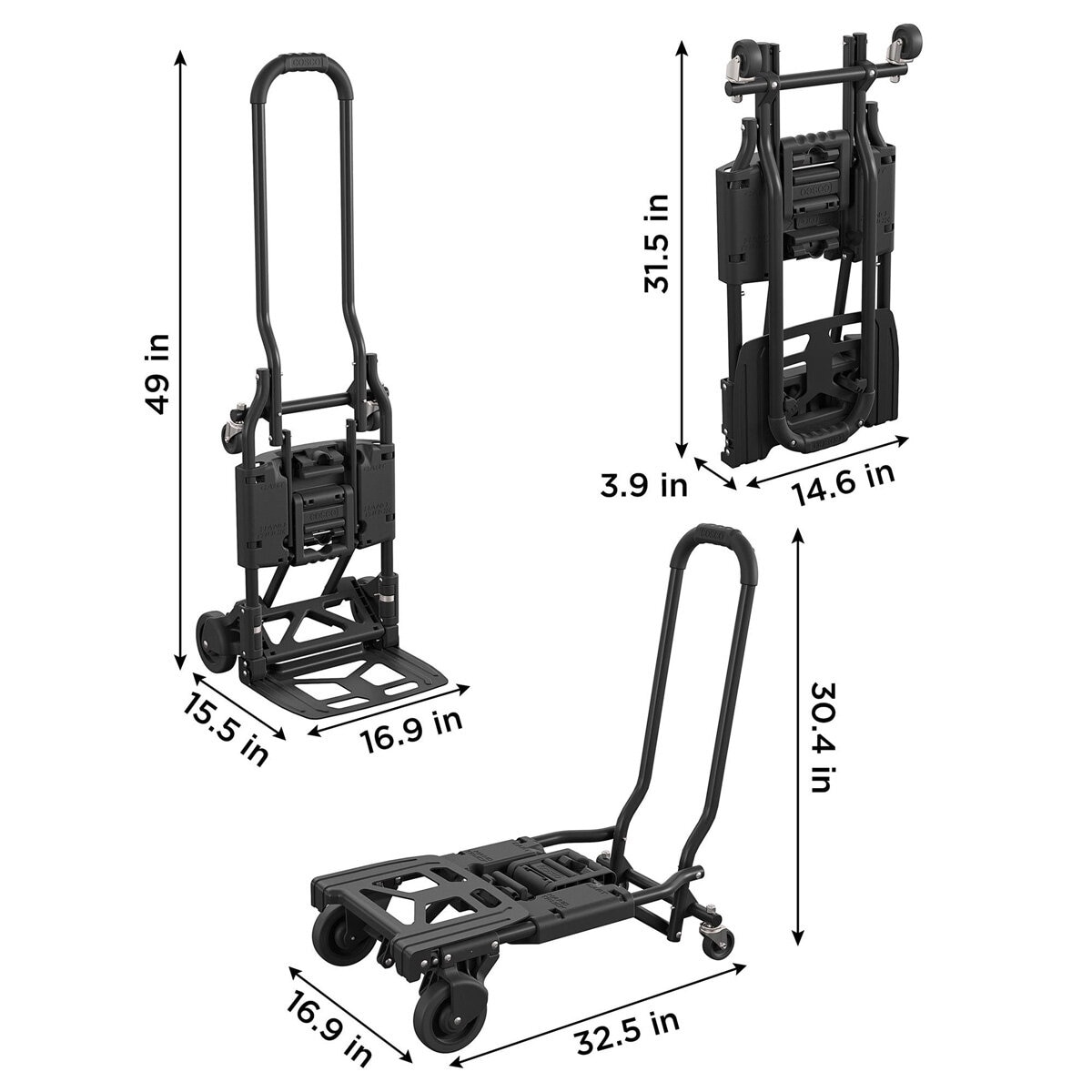 Cosco 2 in 1 Steel 300lb / 136kg Capacity Folding Hand Truck