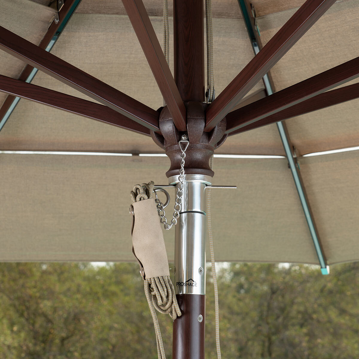 Activa 11ft Aluminium WoodLook 40 LED Umbrella in Shale Costco UK