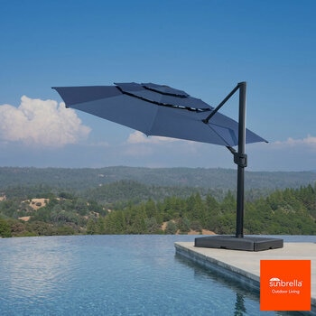 SunVilla 13ft (3.9m) Round 3-Tier Cantilever Umbrella with Base (non-LED)