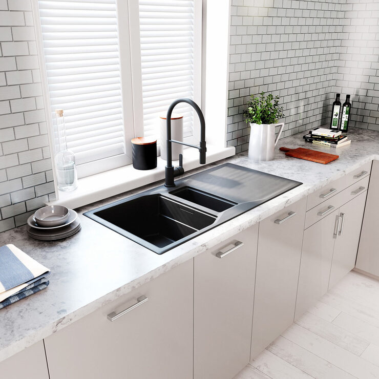 Lifestyle image of tap in kitchen setting Lifestyle image of tap in kitchen setting