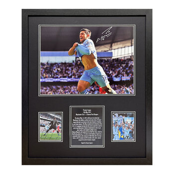 Sergio Aguero Signed Framed Manchester City Photograph