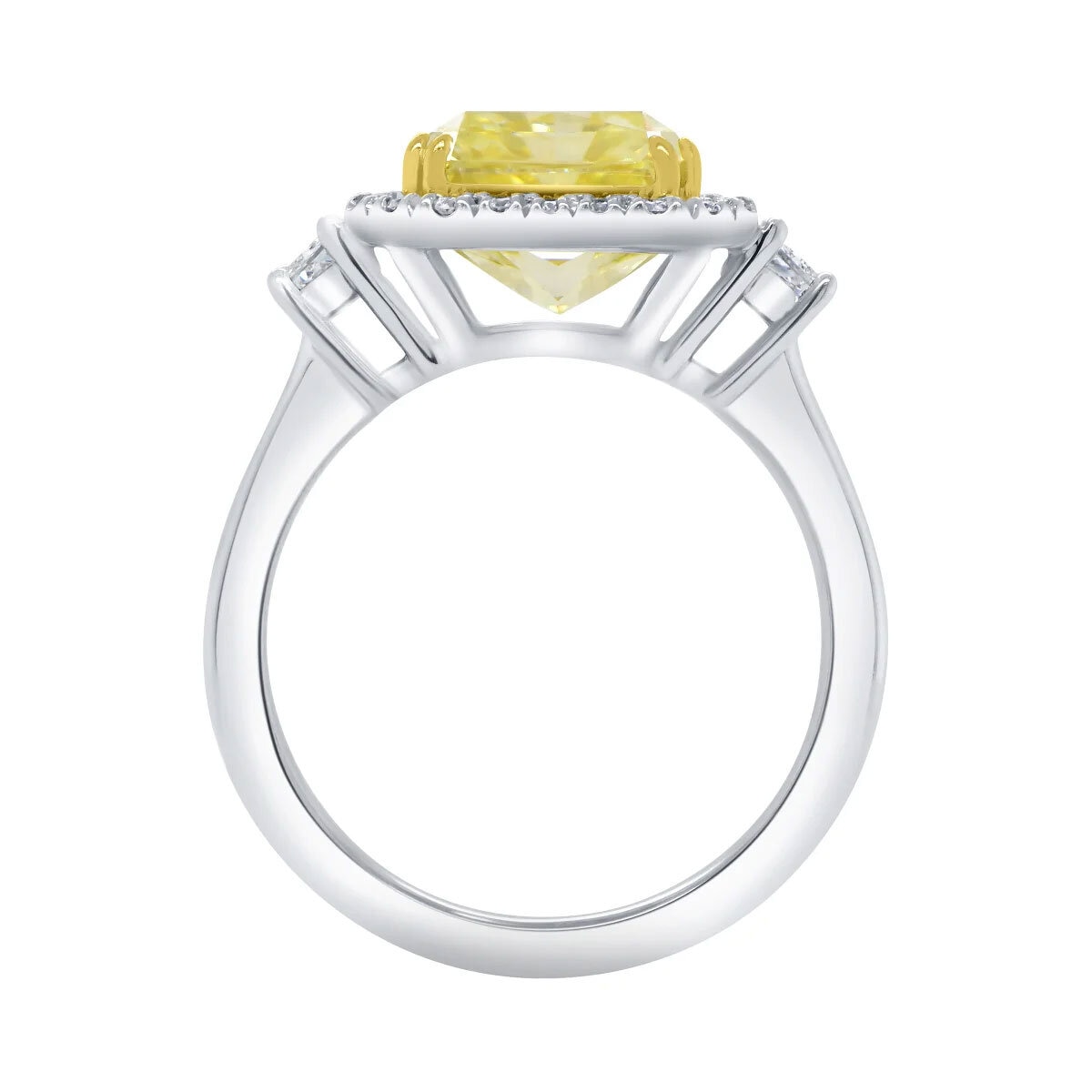 5.68ctw Radiant Cut Fancy Yellow Diamond Halo Ring, Platinum