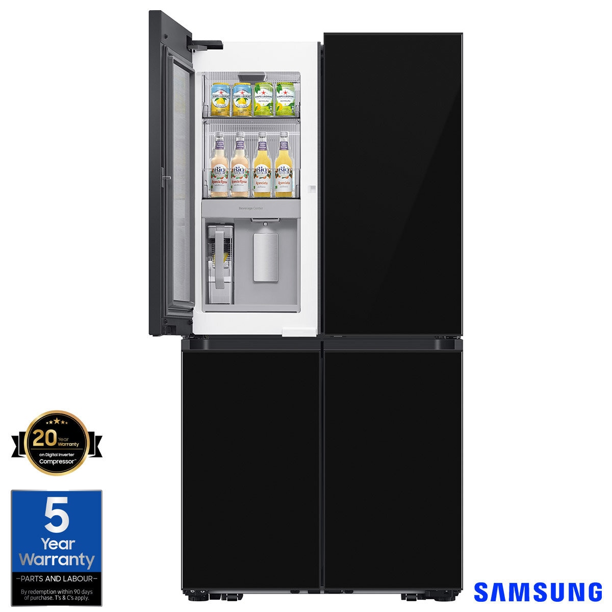 Samsung Bespoke SpaceMax RF65DB970E22EU 645L Smart Multi Door Fridge Freezer, Clean Black