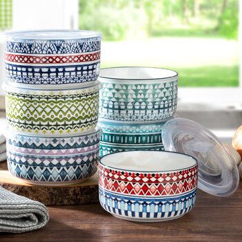 Signature Stoneware Bowls with Lids, 6 Pack