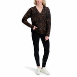 DKNY Ladies Leopard Print Cardigan in Black