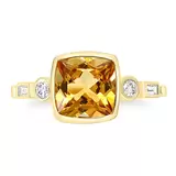 Citrine and Diamond Ring , 14ct Yellow Gold