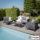 Maze Milan 4 Piece Deep Seating Patio Set in Charcoal