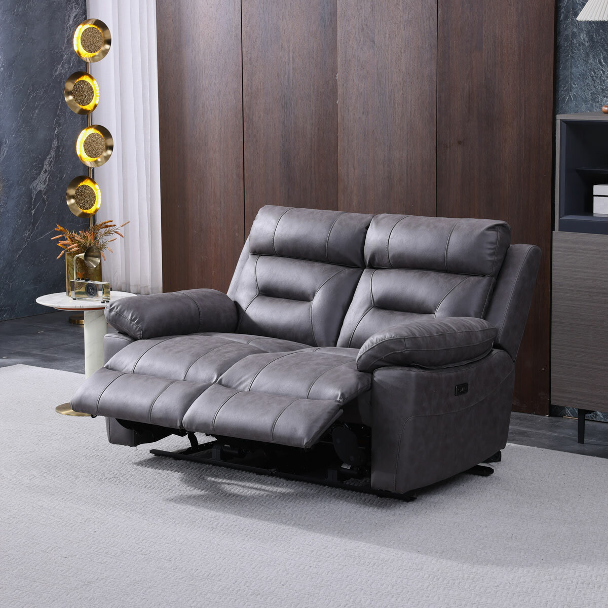 Lucca Grey Fabric Power Reclining 2 Seater Sofa