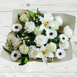 28 Stem White Mixed Flower Bouquet with Greetings Card