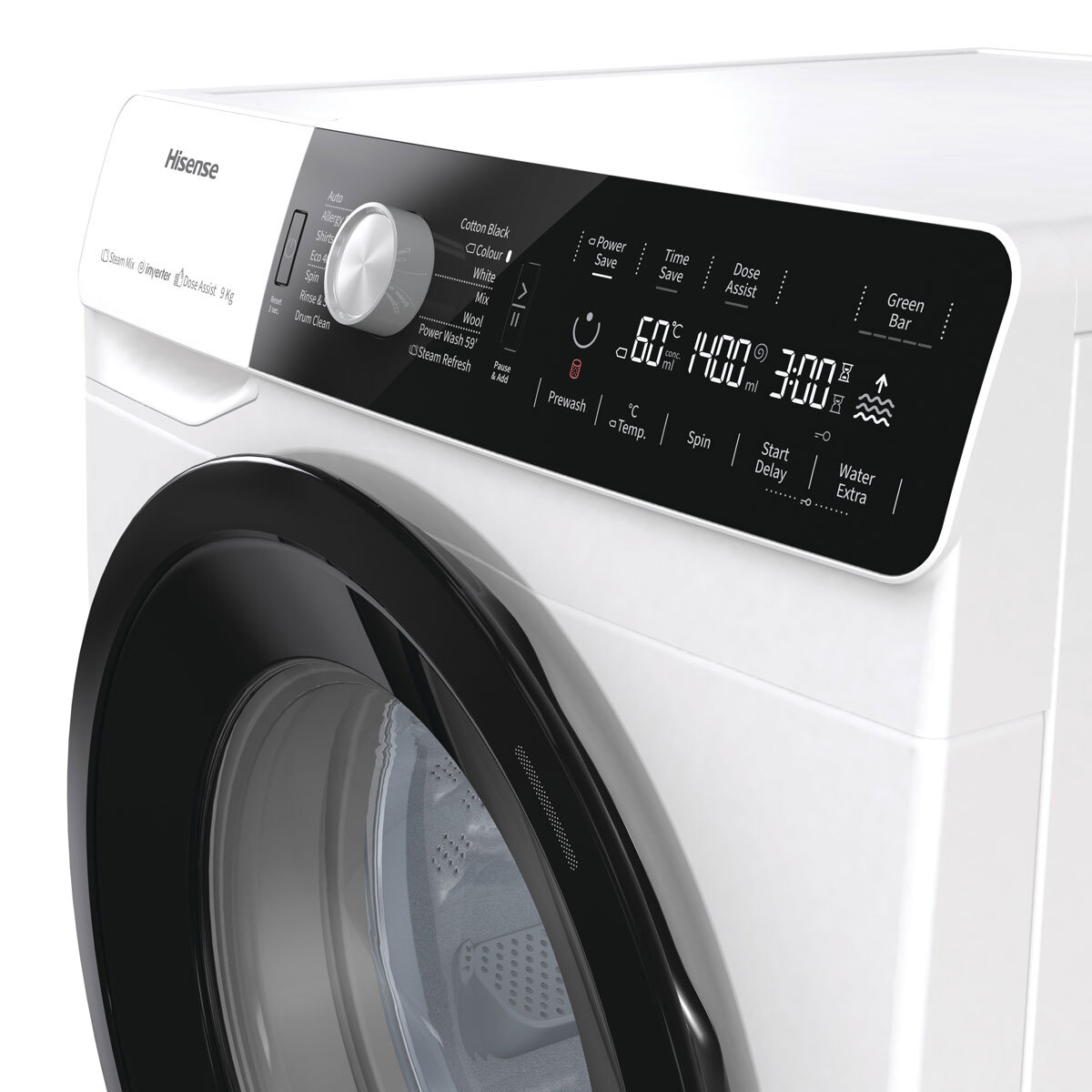 Hisense WFGA90141VM, 9kg, 1400rpm Washing Machine, B Rated in White