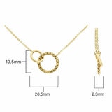 14ct Yellow Gold Textured Interlocking Hoop Necklace