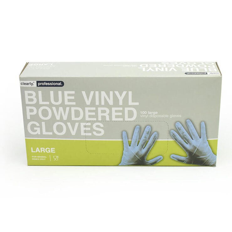 BLUE VINYL POWDERED GLOVES BLUE VINYL POWDERED GLOVES