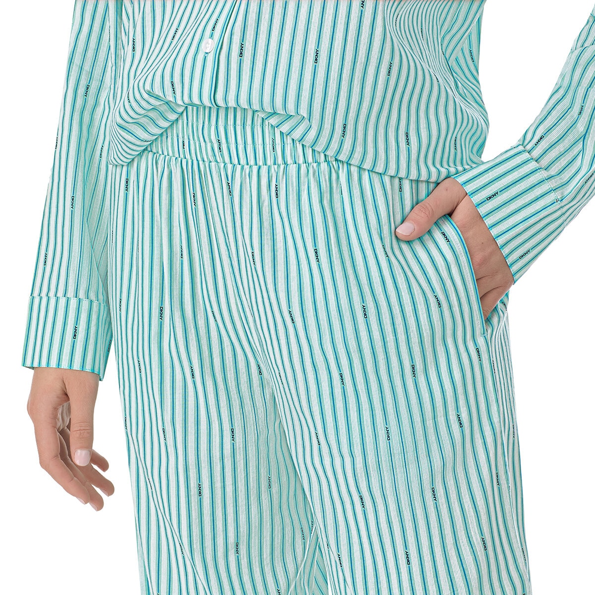 DKNY Ladies Cotton Blend Pyjama Set in Mint