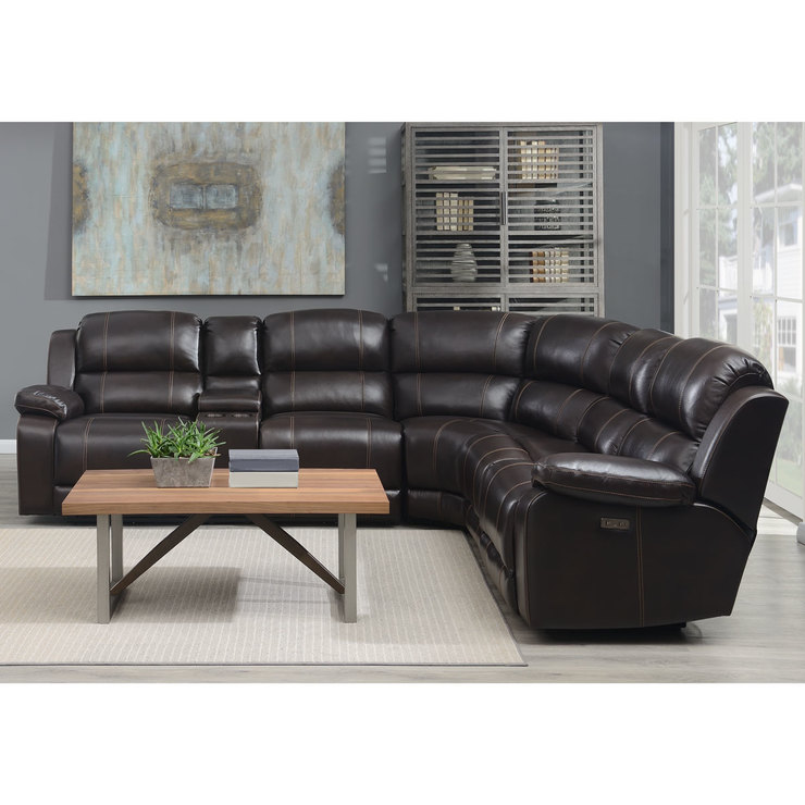Pulaski Dunhill Brown Leather Power Reclining Sectional