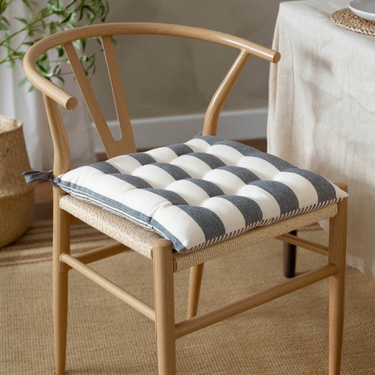 Hayle 2 Pack Striped Cotton Seat Pad Cushion