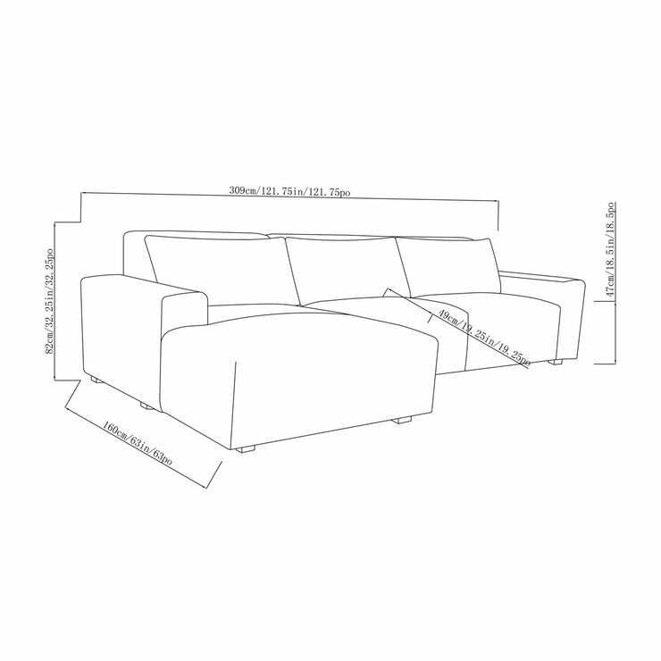 Zyllah Beige Fabric Corner Sofa with Chaise