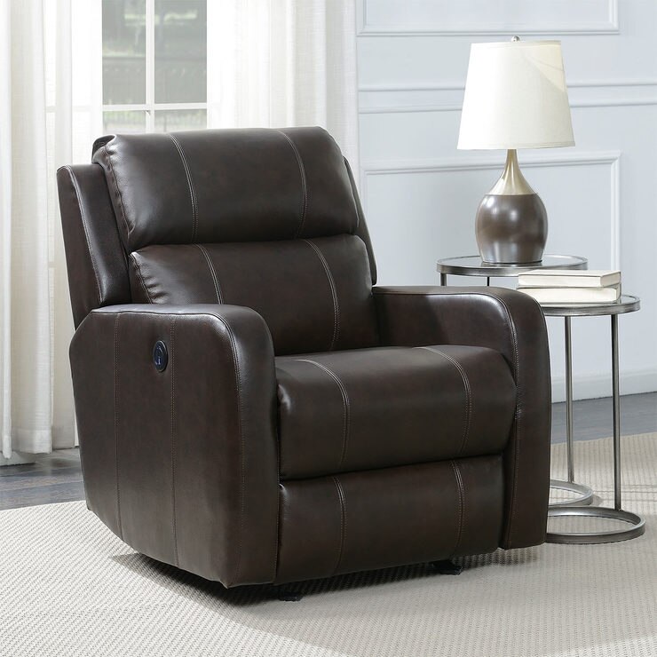 Pulaski Brown Leather Power Glider Recliner Chair Costco UK