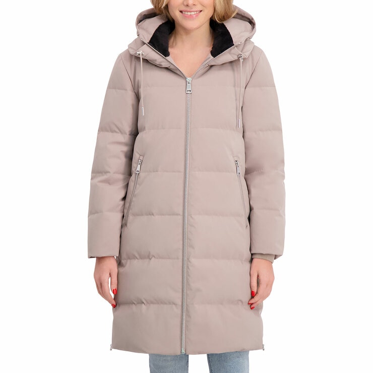DKNY Ladies Long Down Coat with Hood