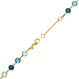 Round Cut Blue Topaz Bracelet, 14ct Yellow Gold