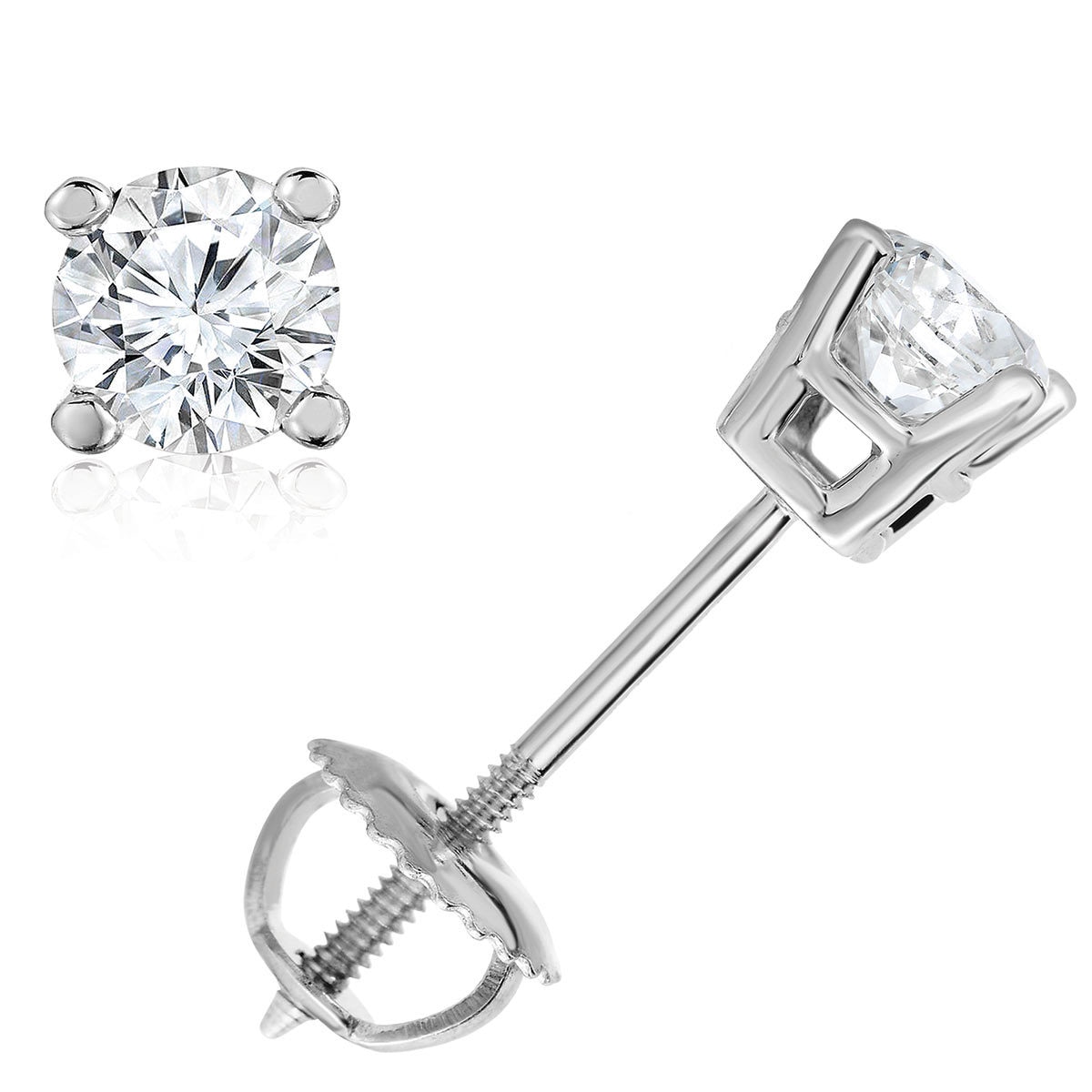 0.50ctw Round Brilliant Cut Diamond Stud Earrings, 18ct W...