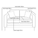 Aspen Velvet 2 Seater Sofa, Grey