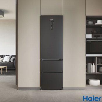 Haier Series 3 HETR3619ENPB Fridge Freezer, E Rated in Slate Black