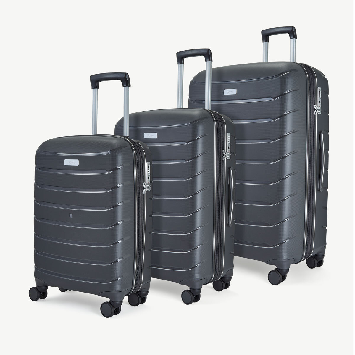 Rock Prime 3 Piece Hardside Luggage Set in Charcoal | Cos...