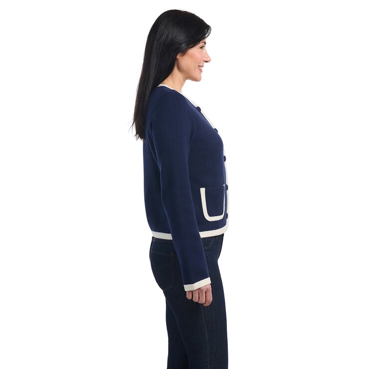 Dalia Ladies Contrast Trim Cardigan