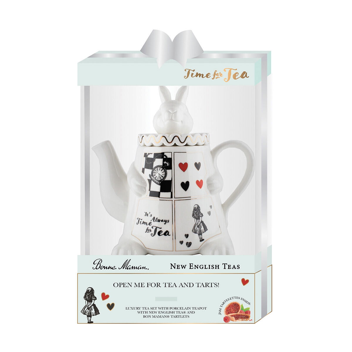 Alice in Wonderland Time for Tea Tea Pot with Tea Bags and Tartlets, 72 Pack