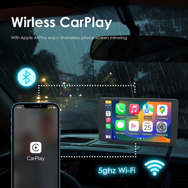 Rexing Wireless Multimedia Receiver CPDuo-7 – CarPlay + Android Auto + Dash Cam