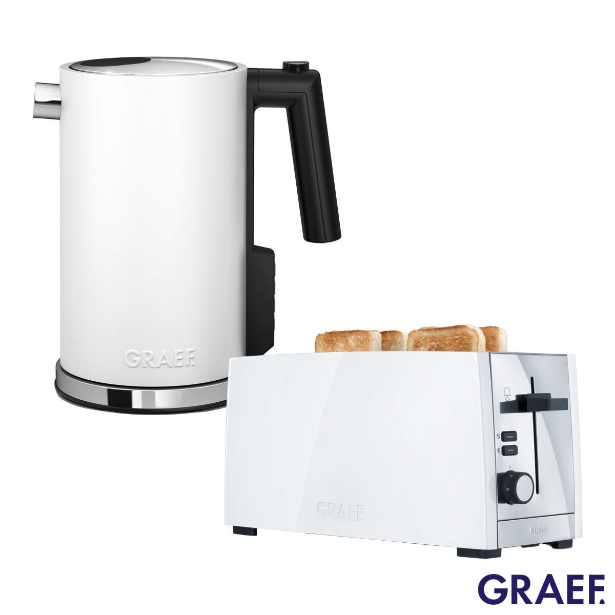 Graef 1.2L Kettle & 4 Slice Toaster Bundle in White
