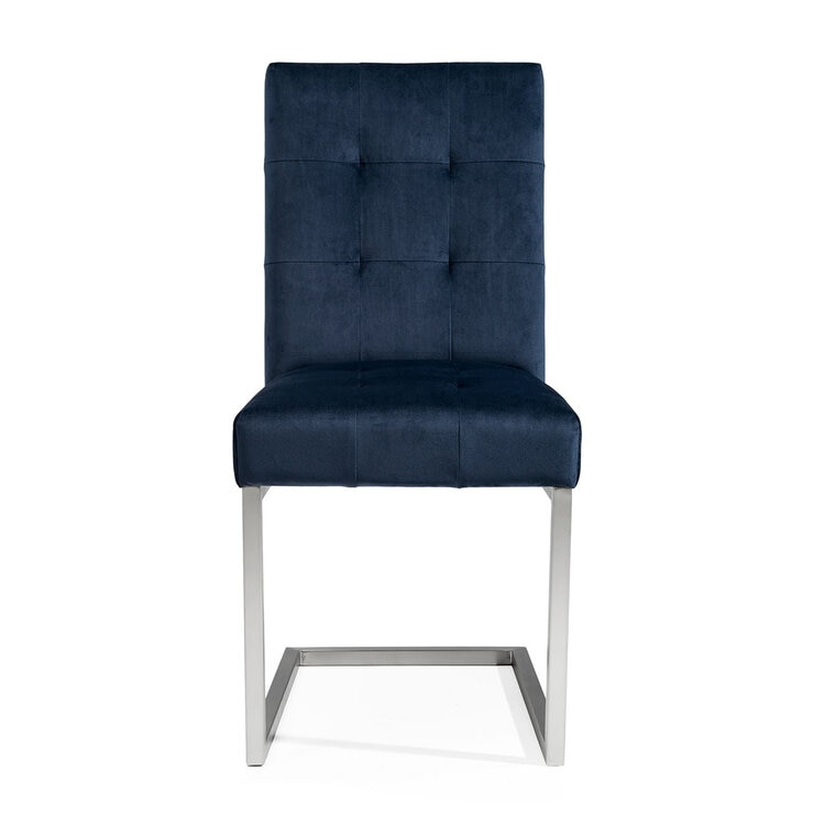 Bentley Designs Tivoli Cantilever Dark Navy Velvet Dining Chairs, 2 Pack