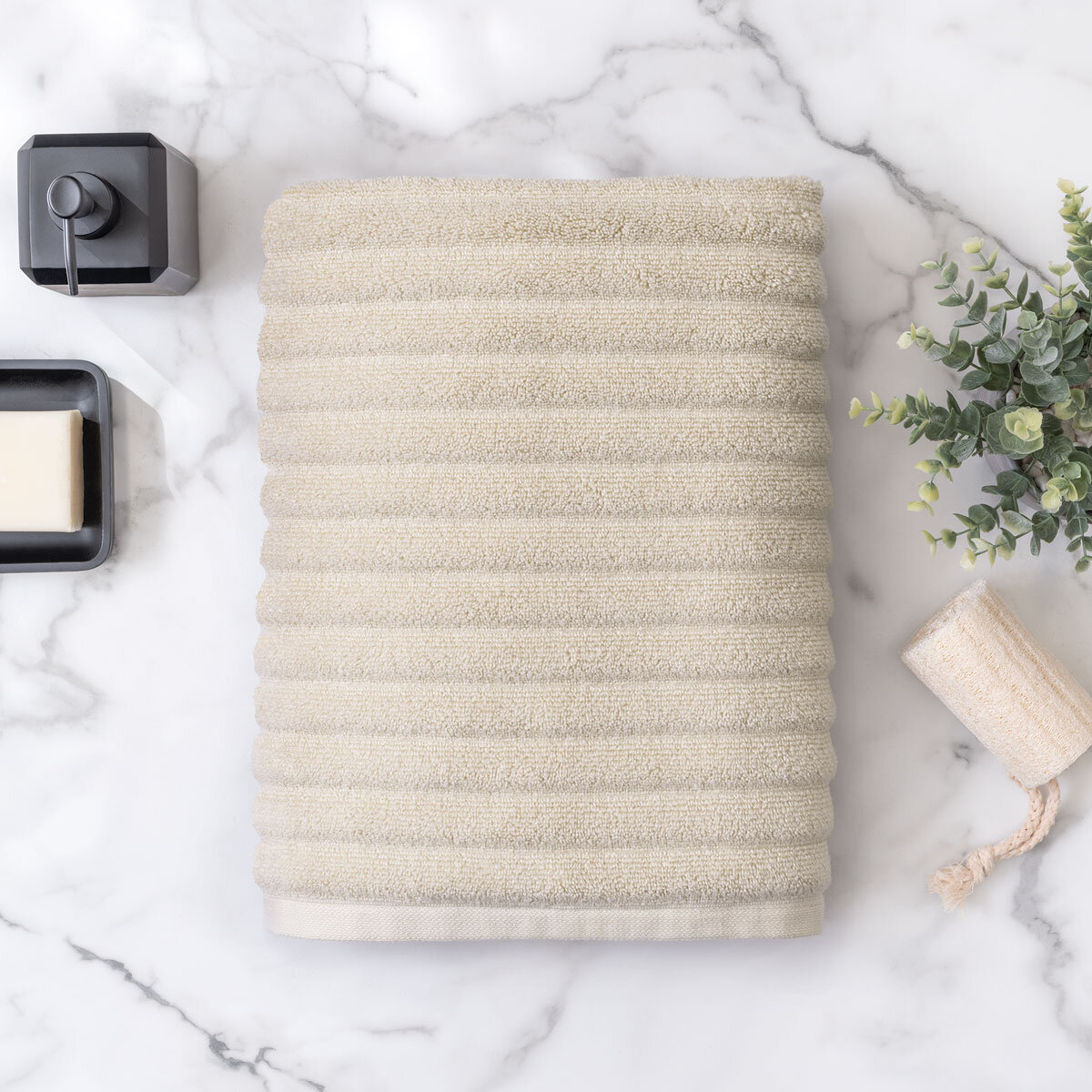 Welhome Bumpy Texture 100% Cotton Bath Towel in Taupe, 76 x 147 cm
