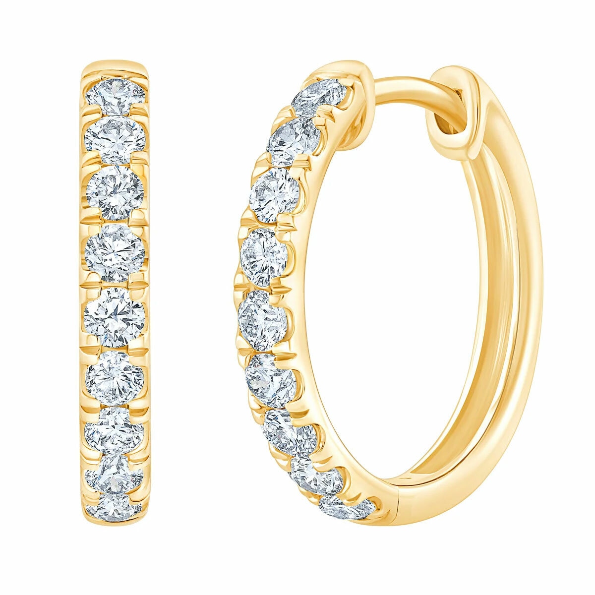 0.50ctw Round Brilliant Cut Diamond Hoop Earrings, 14ct Yellow Gold