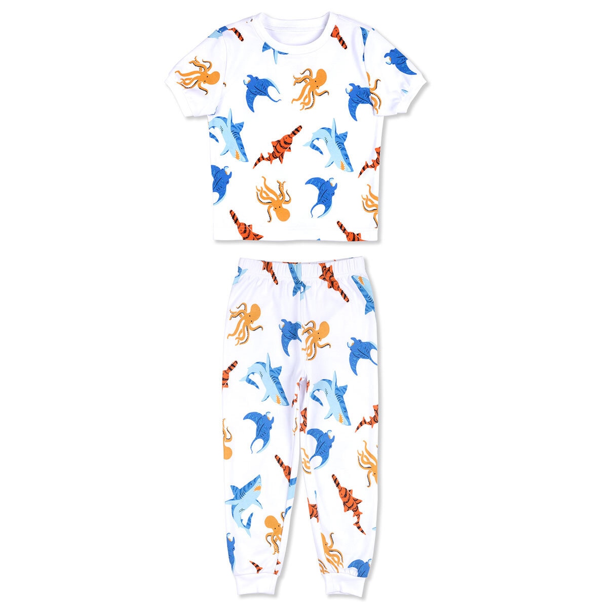 Pekkle Summer Pyjama 4 Piece Set in Octopus & Sharks