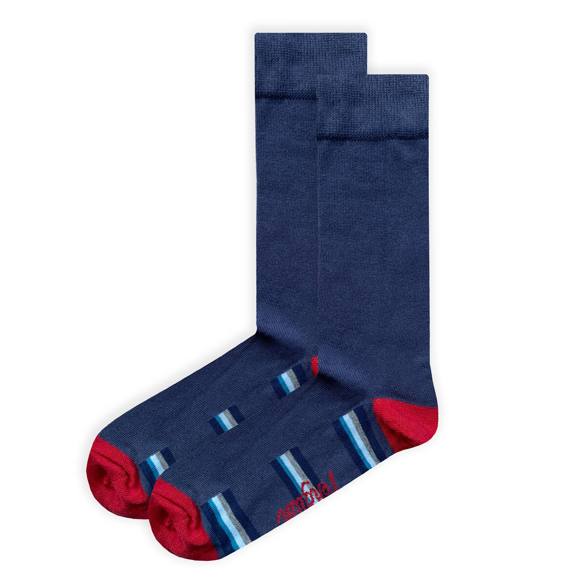 Original Penguin Men's Striped Socks, 6 Pack in Teal, Navy and Red