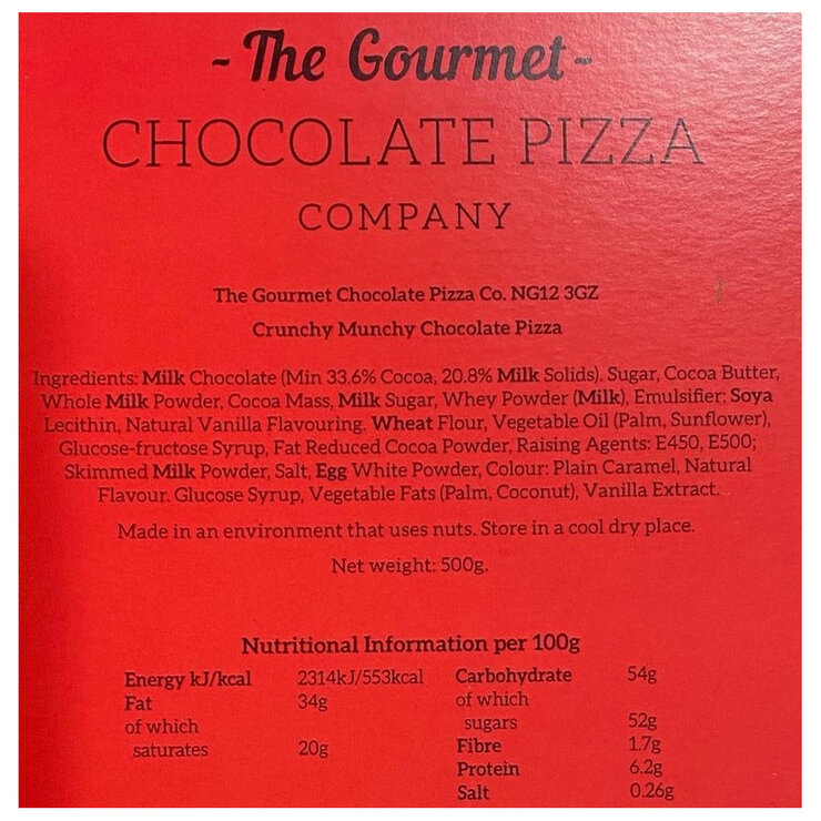 The Gourmet Chocolate Pizza Company - Crunchy Munchy Pizza, 10 Inches