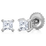 0.50ctw Princess Cut Diamond Stud Earrings, 18ct White Gold