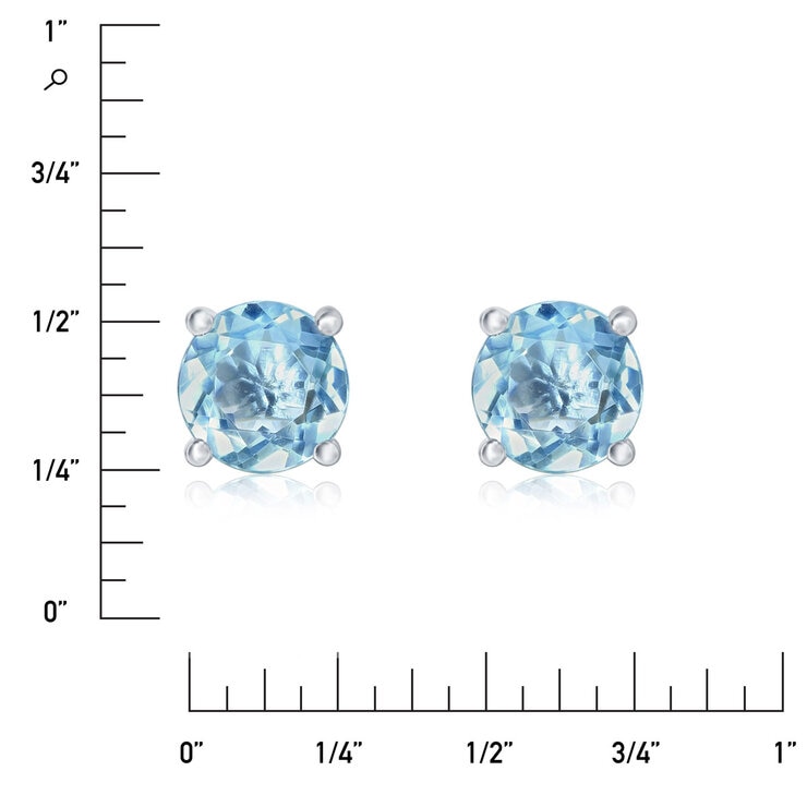 Round Cut Topaz Stud Earrings, 14ct White Gold Round Cut Topaz Stud Earrings, 14ct White Gold