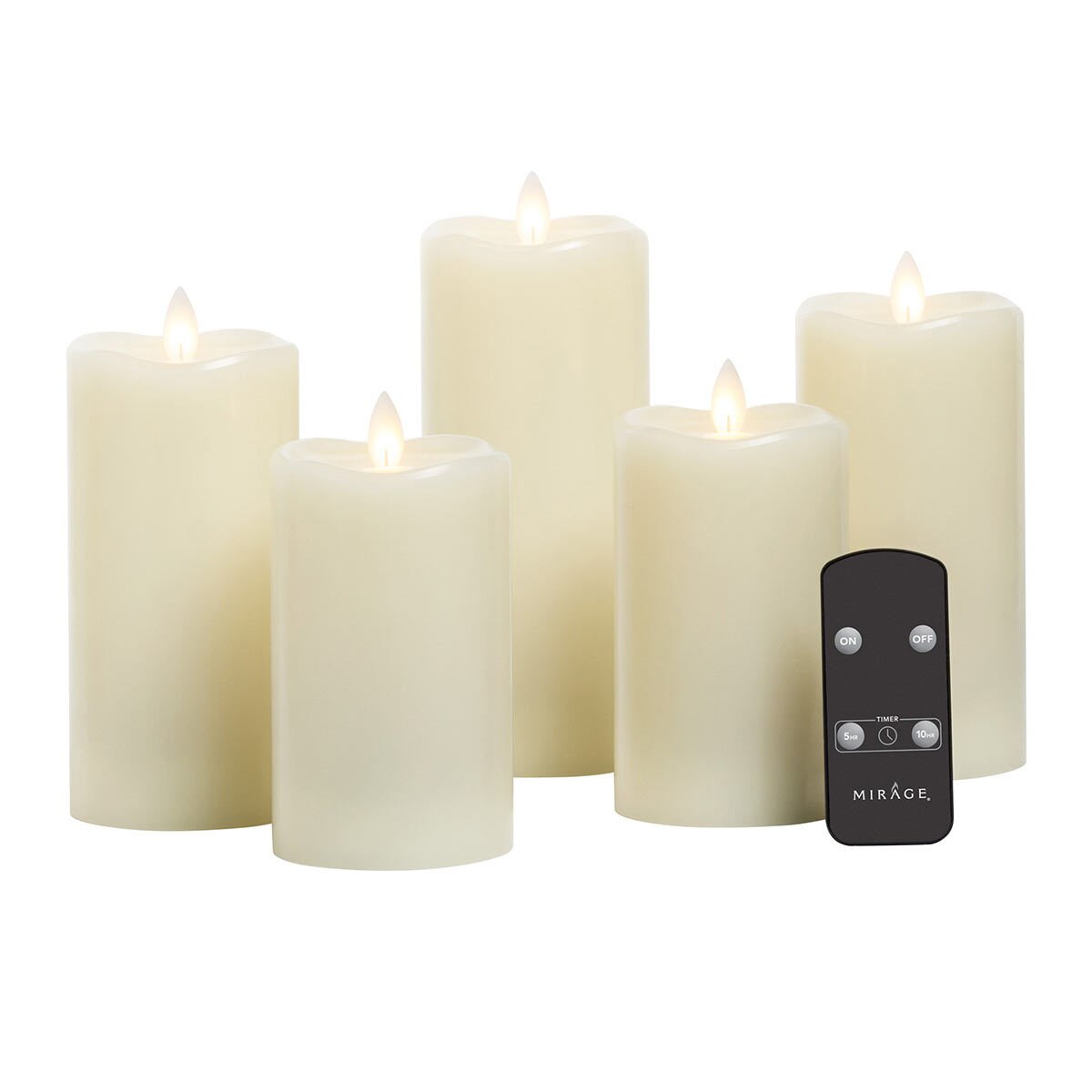 Mirage LED Wax Candles with Remote & Timers, 5 Pack Costco UK