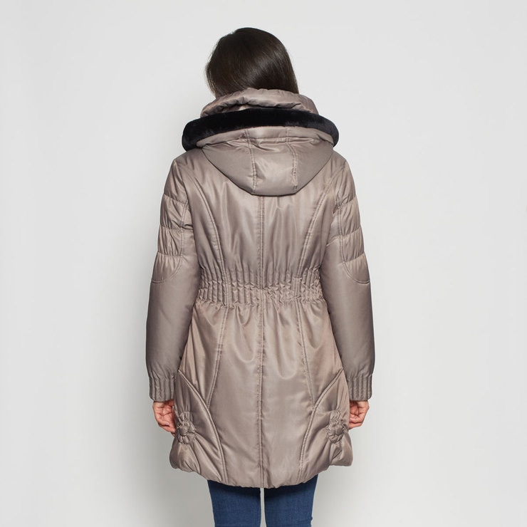 David Barry Women's Quilted Puffer Coat in Taupe Costco UK
