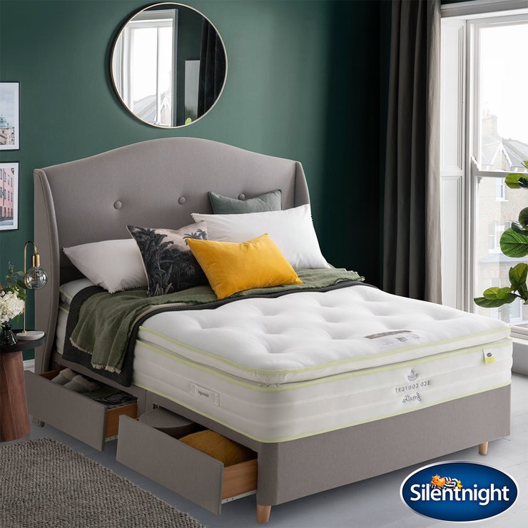 Silentnight 2200 Eco Comfort Breathe Mattress & Slate Grey Divan in 4