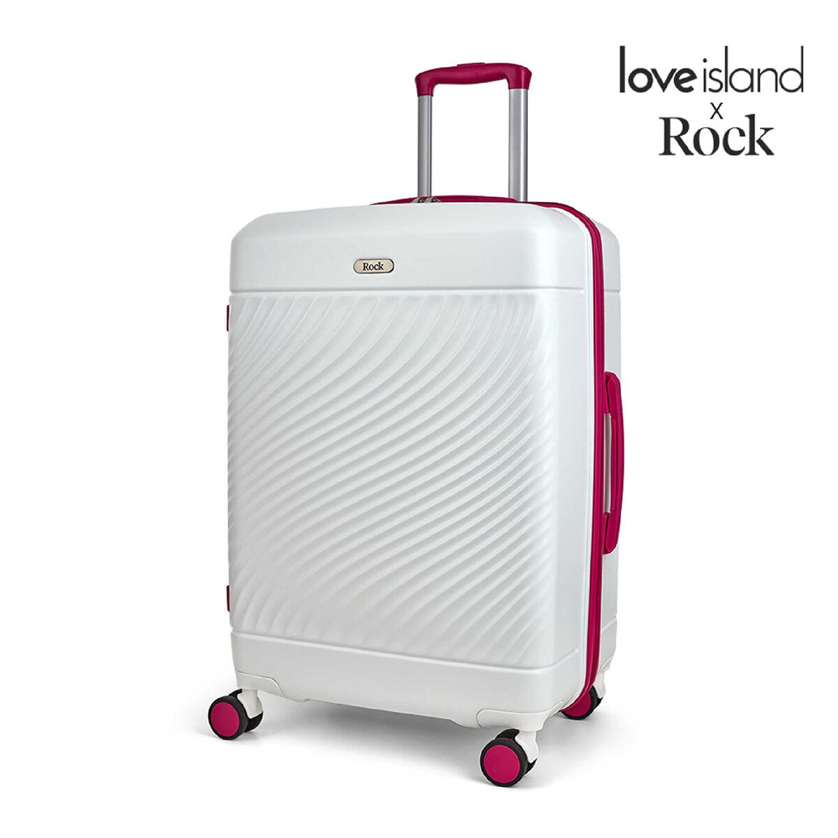 ROCK Love Island Medium Suitcase White/Pink