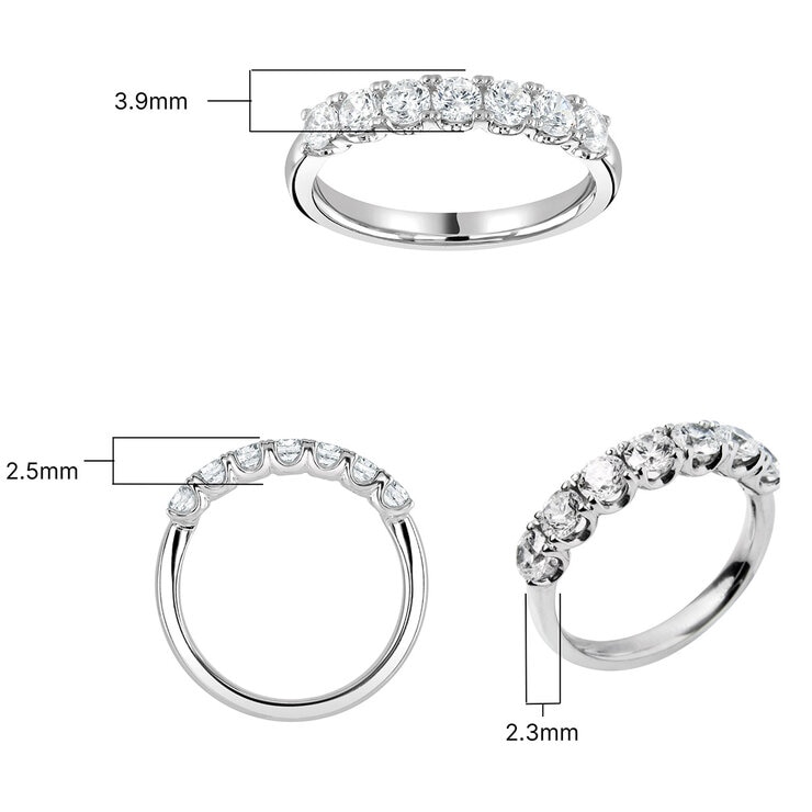 1.54ctw Round Brilliant Cut 7 Stone Diamond Ring, 18ct White Gold