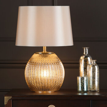 Sonia Brass & Silver Dual Table Lamp with Taupe Shade