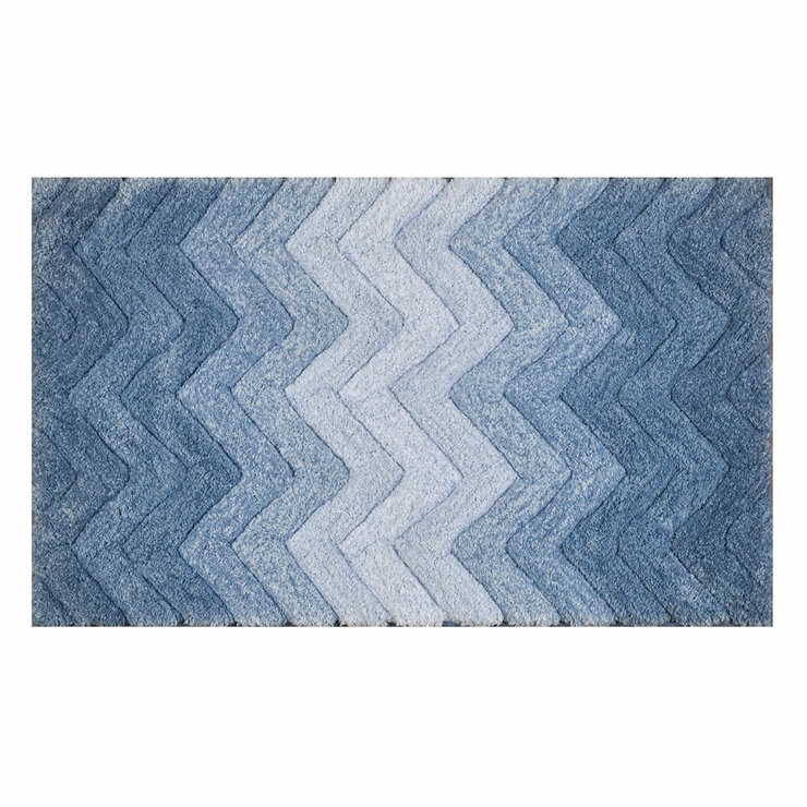 Riviera Home Chevron Blue Ombre Bath Mat, 55 x 91 cm