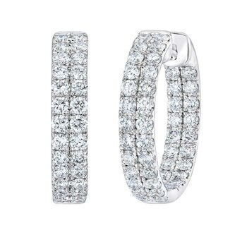 1.50ctw Diamond Double Row Inside Outside Hoop Earrings, 14ct White Gold