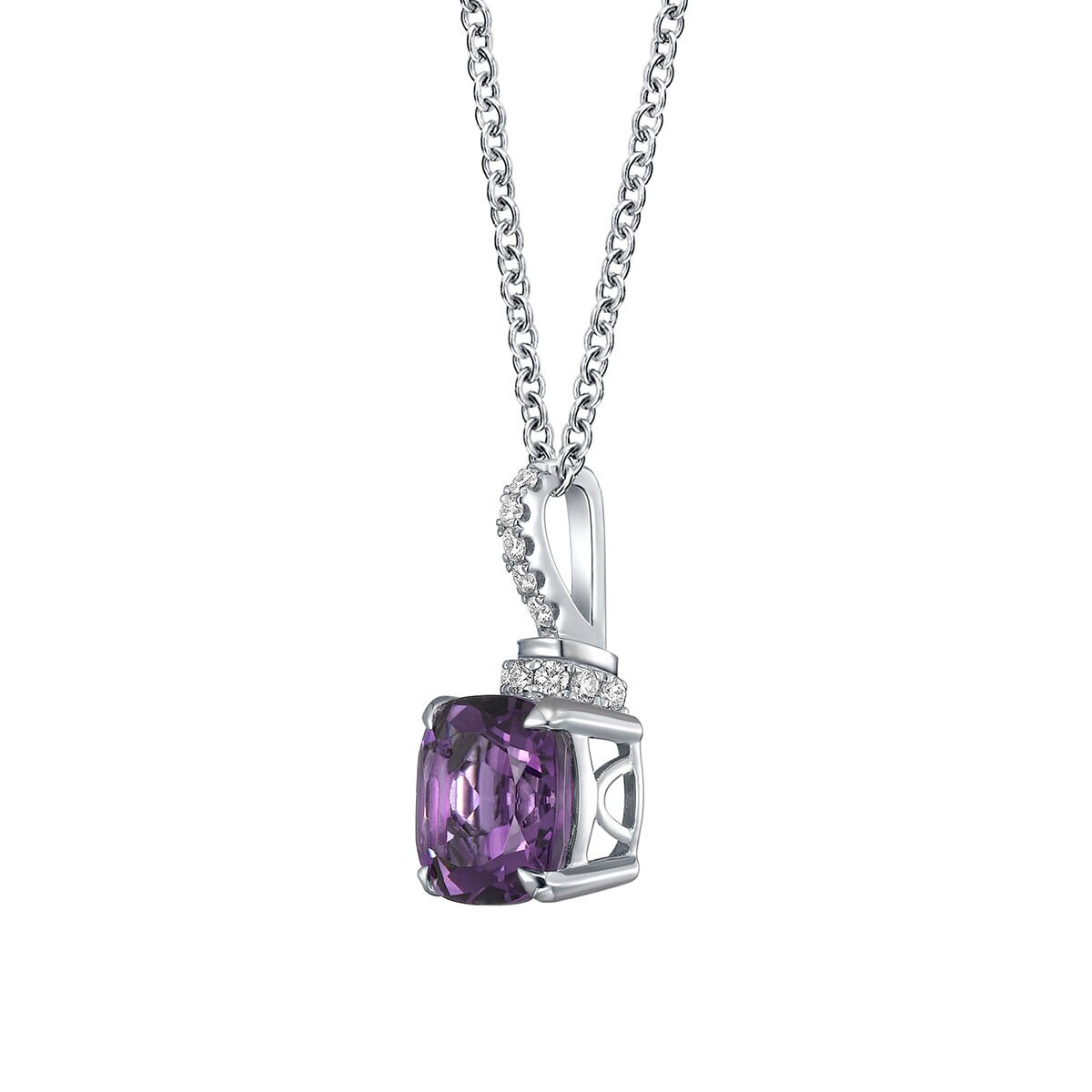 Amethyst and 0.1ctw Diamond Pendant